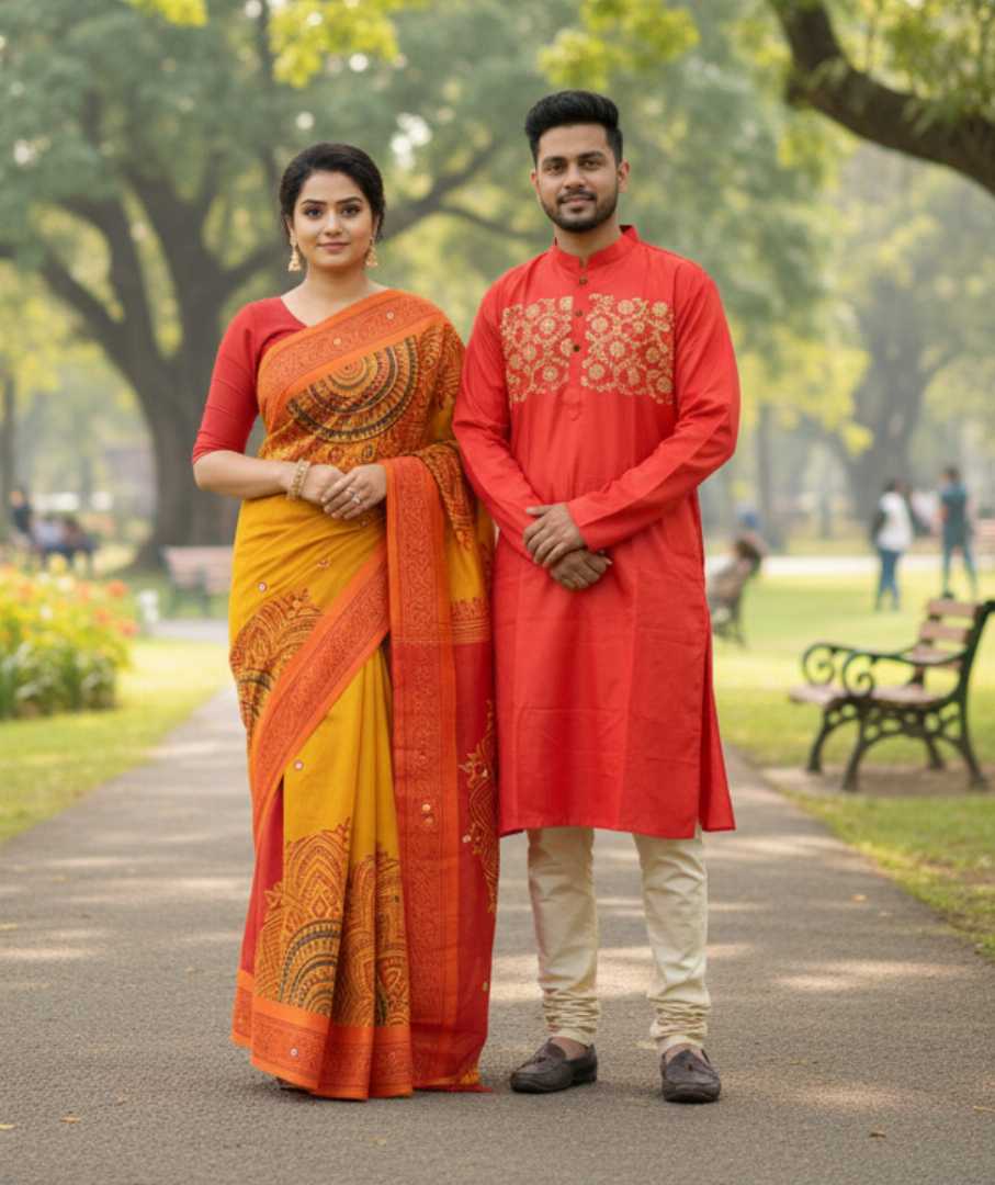 শাড়ী,পাঞ্জাবি,কাপল,সেট
